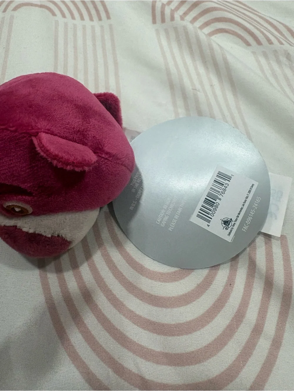 Disney Plush Berry-Pink Bear Head Accent